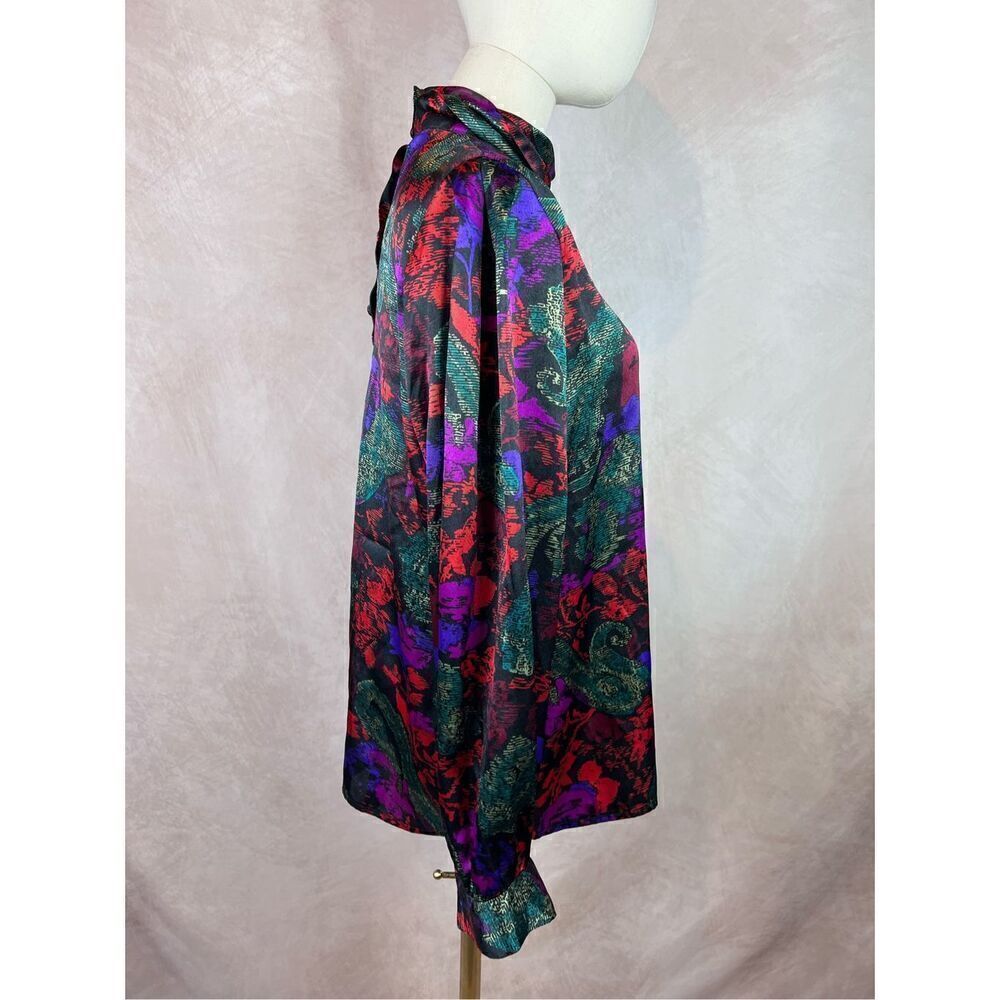 Vintage 1980s Abstract Watercolor Top Blouse - Picture 2 of 5